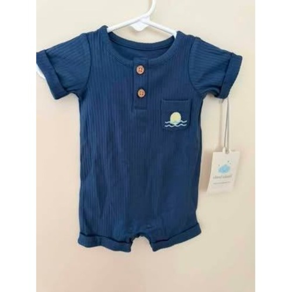 Cloud Island Navy Wave Romper